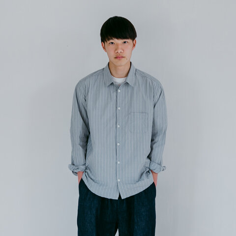 MUYA｜アトリエリラックスシャツ レギュラーカラー/Gray stripe/No.2402