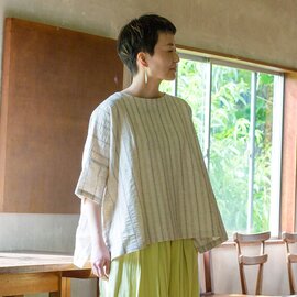 sisam|HCタテシマリラックスプルオーバー【ヘンプコットン】【七分袖】【ストライプ】
