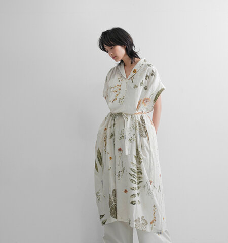 ASEEDONCLOUD|コットン リネン プランツプリント ドレス “assimilate plants dress” 251301-same1-tr