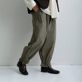 ina|コットンリネン チェック 裾リボン パンツ 263122