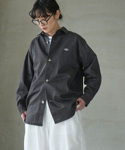 DANTON|コットンドリルシャツジャケット ライトアウター ワークジャケット スラブ dt-b0433rkg