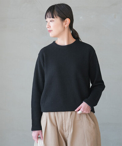 RINEN|【SALE 30%OFF】ウールコットンダブルフェイス クルーネック レディース プルオーバー トップス r17606