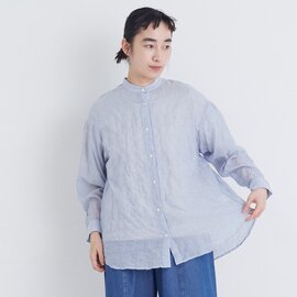 congés payés|シャーリング バンドカラー ロングシャツ