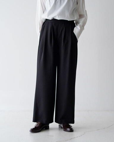 WHYTO.｜イージー ワイド パンツ Easy Wide Pants ブラック グレー ネイビー 黒 灰 紺 WHT23FPT4036 ホワイト
