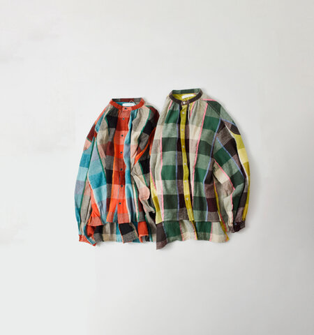 ESTROISLOSE|綿麻 マルチカラー チェック ブラウス eb24318-mt