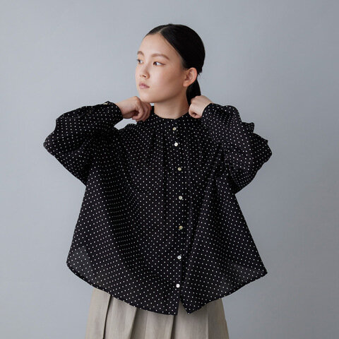 utilite|コットンウールドットプリント スタンドカラーシャツ