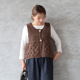 tumugu|わたぐもアルパカニット 2wayベスト BROWN