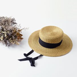 Nine Tailor｜フラットロングブリム グログランリボン ストローハット “Verbena Hat” n-941-y 帽子