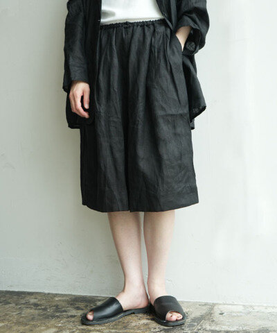 mizuiro ind|linen wide half PT リネンワイドハーフパンツ ボトムス ショートパンツ ハーフパンツ ニーショーツ 2-260106