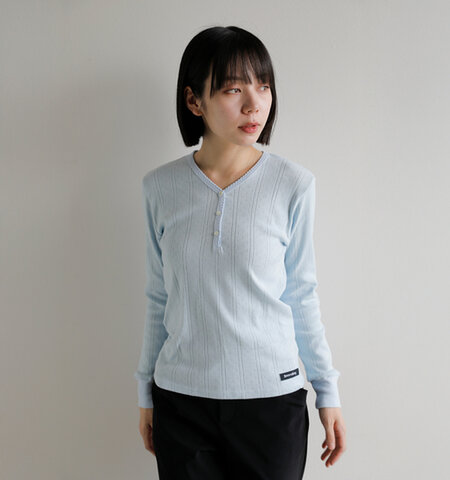 SEA|アイレットリブ Vネック ヘンリー 長袖 Tシャツ 110706604