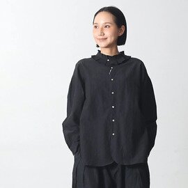 UNIVERSAL TISSU|衿ぐりのフリルがアクセントに。コットンキュプラリネン タックフリルカラーブラウス kurashisha