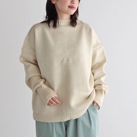 Le Tricoteur|OFF SHOULDER CROPPED GUERNSEY SWEATER