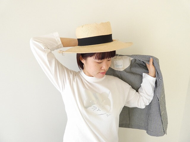 grin|オーガニックエーゲ海モノトーンねこ長袖プリントTシャツ(8261C027)