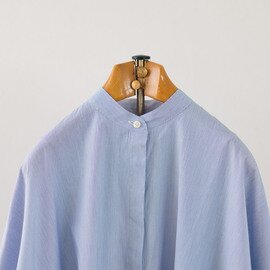 STAMP AND DIARY｜コットンギザストライプ スタンドカラーワイドシャツ