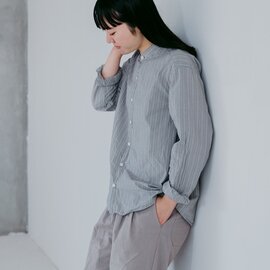 MUYA｜アトリエリラックスシャツ スタンドカラー/Gray stripe/No.2403