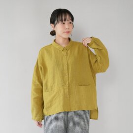 mumokuteki|リネン素材の ちび襟ワイドシャツ