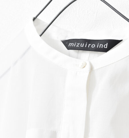 mizuiro ind｜シアーボイルミックス スタンドカラーワイドシャツ 2-230057-mt