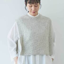 yuni|5G Nep/w block pattern knit vest 1701KN011262