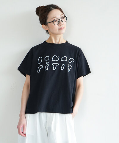 tumugu|【30%OFF】ラフィ天竺プリントT -Bon appetit- Tシャツ ロゴT プルオーバー カットソー 半袖 レディース tc25103