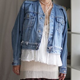 QUIITO|Vネック デニムジャケット アウター TENT VNECK JK 羽織 長袖 リメイク Q25A-J055 キイト