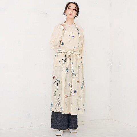 TUTIE.|【RINコラボ】リネン染色ドライフラワープリントエプロンワンピース