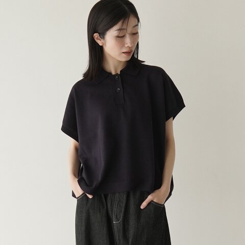nicholson&nicholson|半袖 ポロニット ACE ノースリーブ 襟付き ポンチョシルエット リラックスフィット オーガニックコットン ニコルソン アンド ニコルソン