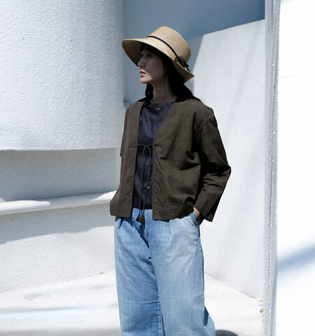 INDIA INDUSTRY|コットン チェック Vネック カーディガンシャツ nd-b0469vds