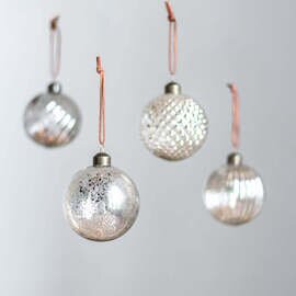 ANTRY|No.19 Ball silver 8cm | ガラスオーナメント 4個入り | クリスマスオーナメント