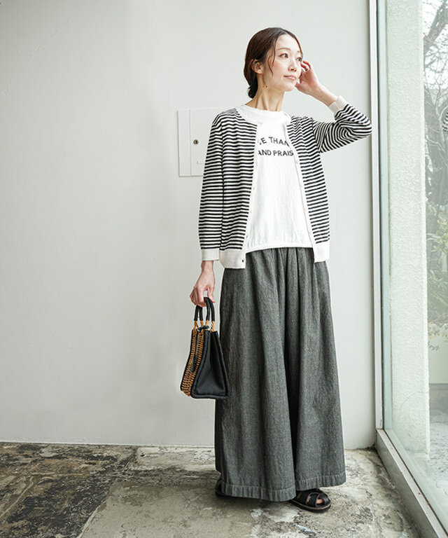 身長:165cm / 21 ブラック/ホワイトボーダー / サイズ:FREE