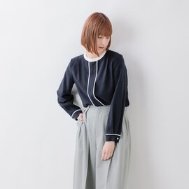 DONEEYU|ストレッチ ツイル キーネック ブラウス u-2775-kk