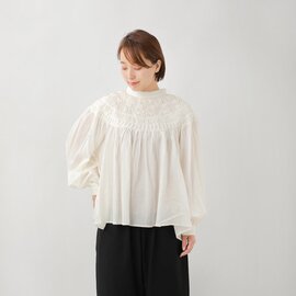 tumugu|ハンド刺繍 コットン モス プルオーバー ブラウス tb24310-mt