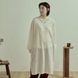 YARRA|INDIA裾刺繍スキッパーワンピース YR-224-218