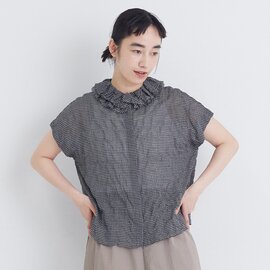 congés payés|シャーリング ワイドシルエット フリルカラーブラウス