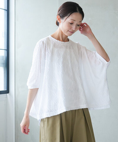 mizuiro ind|ジャガードワイドプルオーバー トップス Tシャツ 半袖 2-210132