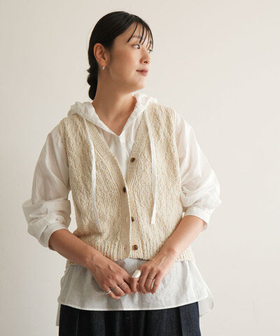 mizuiro ind|slub like V neck vest スラブライクVネックベスト トップス ノースリーブ 3-220161