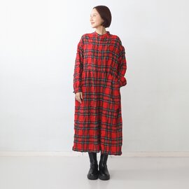 ichi Antiquités|目を引く赤とヴィンテージ感あるタータンチェック。カッコ良く着こなせる大人ワンピース タータンチェックドレス レッド kurashisha 秋服