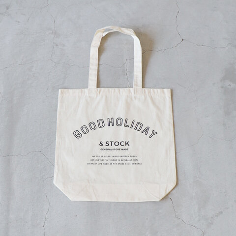STOCK SERIES｜souvenir "GOOD HOLIDAY" tote bag ライトオンス コットントートバッグ マチあり