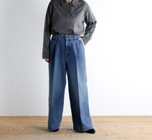 mizuiro ind|mizuiro ind ミズイロインド 1-260087DM wide denim slacks ワイドデニムスラックスDM