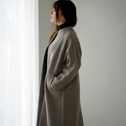 evam eva|エヴァムエヴァ プレスウールラグランコート E253K091 press wool raglan coat ロングコート