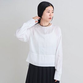 iki|キュプラコットン サテン バックベルト ブラウス 3101BL008262