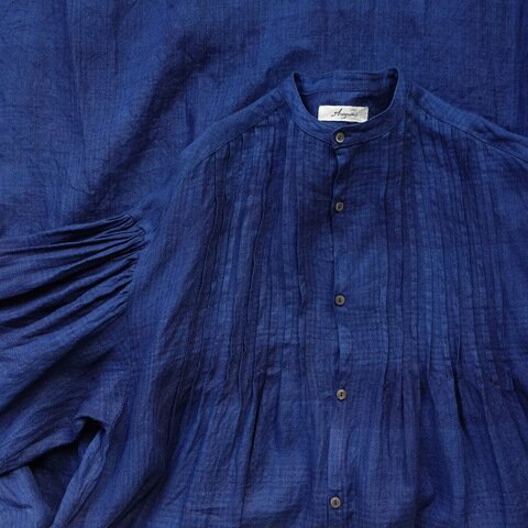 ichi Antiquités｜【ONLINE LIMITED】Linen INDIGO Check Tuck Shirt Dress