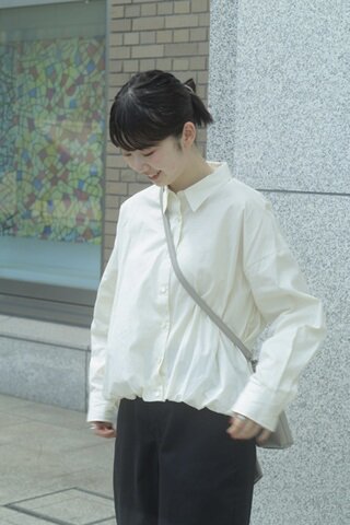 mizuiro ind|ロングスリーブバルーンシャツ