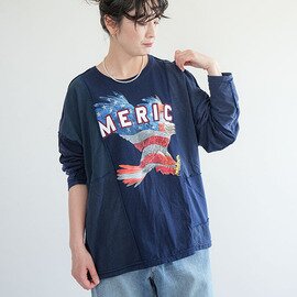Sunny Side Up|PATCHWORK L/S T パッチワーク長袖Tシャツ レディース メンズ トップス ヴィンテージ sr-257-003-nv