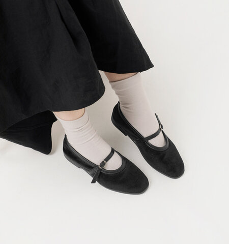 hcubuch|ベルベット カウレザー コンビ メーリージェン フラットシューズ “squirrel” h172-mn