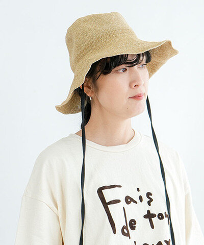 odds|【WOODY別注カラー】PLAIN RIBBON HAT 26' プレーンリボンハット ペーパーハット 紐付き 麦わら帽子 ツバあり od261-0409