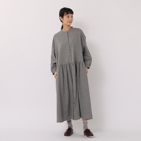 TUTIE.|コットンストライプ起毛ウエストギャザーワンピース