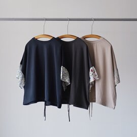 sosotto|40/2シルケット 天竺 裾ドロスト LIBERTY ギャザースリーブTシャツ リバティ 半袖 42631132 ソソット