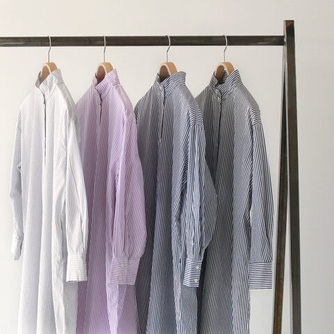 SETTO|オッカケ ロング シャツ OKKAKE LONG SHIRT スタンドカラー ロング丈 マキシ丈 シャツ ブラウス ワンピース STL-SH024 セット