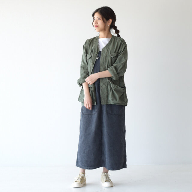 モデル: 157cm / 47kg
color:olive / size:S(レディースフリー)