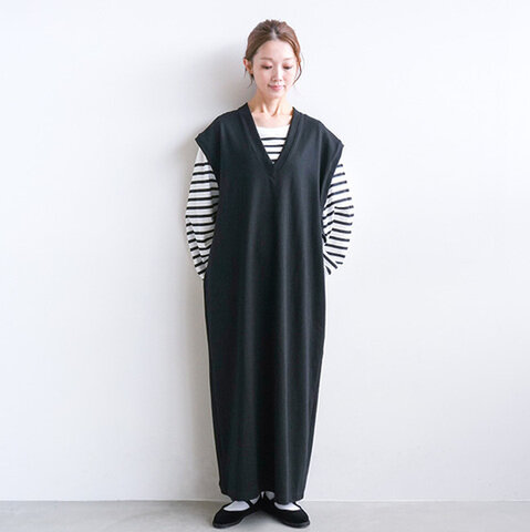 SOLAMONAT|ペンネ天竺Vネックワイドロングワンピース sma-penvoplong